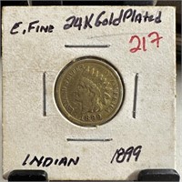 1899 INDIAN HEAD PENNY CENT GOLD PLATED