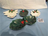 4 HOLLY & BERRY LEFTON PIECES