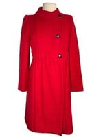 Red Armani Collezioni Patterned Virgin Wool Coat