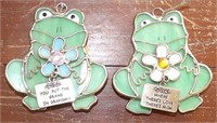 2 Ganz Stained Glass Frog Sun Catchers