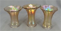 Lot of 3 Smooth Panel 5" vases - marigold