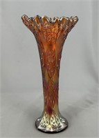 Knotted Beads crimped edge 9 1/2" vase - amber