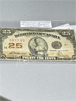 1923 Dominion of Canada 25 cent shinplaster