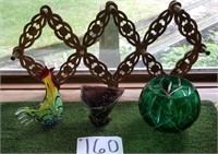 Beaded Mat, Art Glass, Etched Glass, Hat Rack