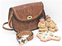 Tooled Leather Purse, Tooled Leather Child's...