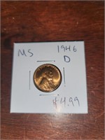 MS 1946 D wheat penny