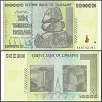 RARE 2008 10 TRILLION Dollar Zimbabwe Note Cir