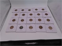 (20) 1940s era Pennies Cents in sleeves