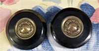 Pair Of Bakelite & White Metal Escutcheon Buttons