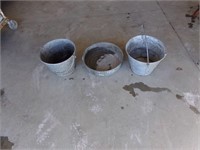 Galvanized buckets and pan