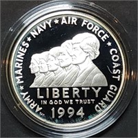 1994 Women in Military Proof Silver Dollar