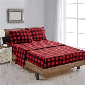$55 Fleece Bed Sheet Set(Red-King)