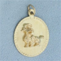 Poodle Disc Charm or Pendant in 14k Yellow Gold