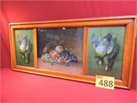 Vintage Fruit and Fowl Framed Art Piece