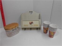 Key Holder, Canister, and paper cups(new )