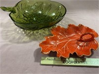 Green grape bowl, autumn leaf porcelain
