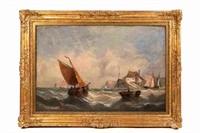 19th C SEASCAPE OIL ON CANVAS