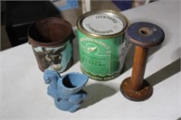 B&L Oyster Tin,Wooden Spool