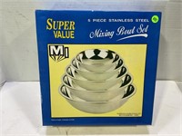 5 PIECE STAINLESS STEEL MIXING BOWL SET - NEW IN