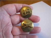 2 US Army Field Artillery Lapel Pins Brass