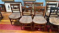 SET OF 5 ANTIQUE RUSH SEAT CHAIRS