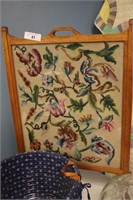 ANTIQUE CROSS STICHED FIRE SCREEN