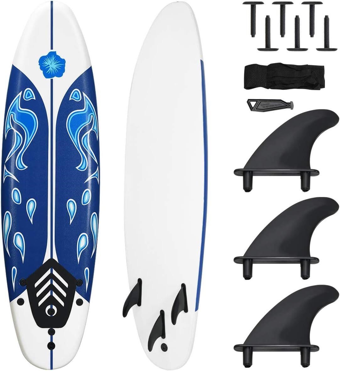 $96  Giantex 6 Ft Surfboard  3 Fins  Leash  White