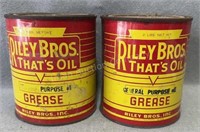 2 Riley Bros 2 Lb Grease Cans Full