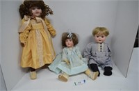 Three Vintage Collectible Dolls