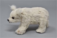 Small Polar Bear Figurine Covered in Real Fur