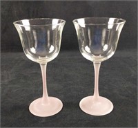 Eight Glass Clear Frosted Bell Shaped Wine Glasses
