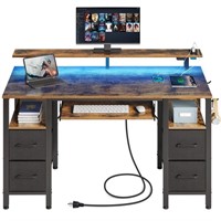 Seventable Computer Desk 47.2" with LED Lights &