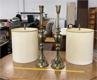 Brass Lamps & Shades  Pair Need Globes
