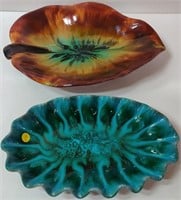 2 Blue Mountain Pottery Leaf Serving Trays