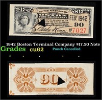 1942 Boston Terminal Company $17.50 Note Grades Se