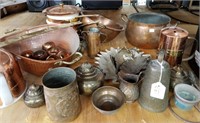 Large Lot Of Brass And Copper Decor Items
