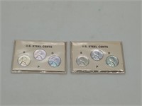 1943 US Steel penny set S P D 2 sets