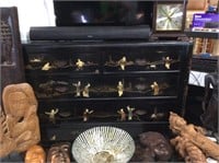 Black lacquer Asian inlaid cupboard