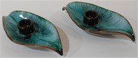 Pair Of Blue Mountain Pottery Candle Holders