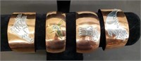Lot of 4 Copper Cuff Bracelets w/ Silver Tone