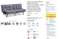 B5052  Opoiar Futon Couch Bed Grey Fabric