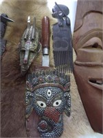 2 Metallic & Beadwork Masks From Bali & India & Ir