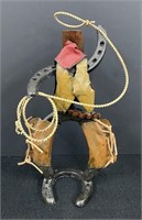 Heavy Horseshoe & Metal Cowboy Figure