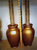 2 gold vases both plain