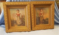 Boy & Girl Pictures in Wood Frames
