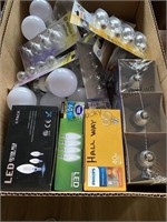 Two boxes of assorted light bulbs