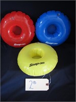New 3x Snap On Pool Drink Floats Yellow Red & Blue