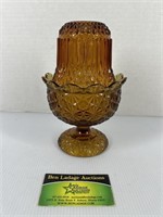 Amber Glass Candle Holder/Cover