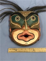 9 1/2" x 8" wooden carved mask wall hanger, import