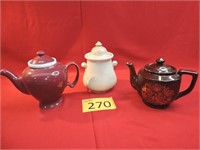 Two Vintage Tea Pots & Lidded Canister